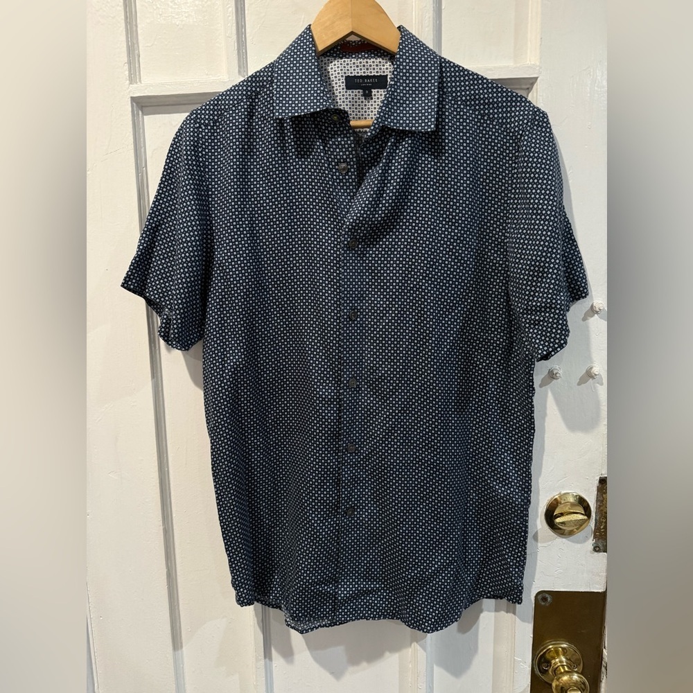 Ted Baker Dark Blue Patterned Shirt